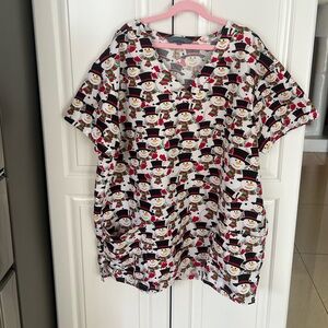 Serene Uniforms Christmas Snowman Frosty Scrub Uniform Top XL